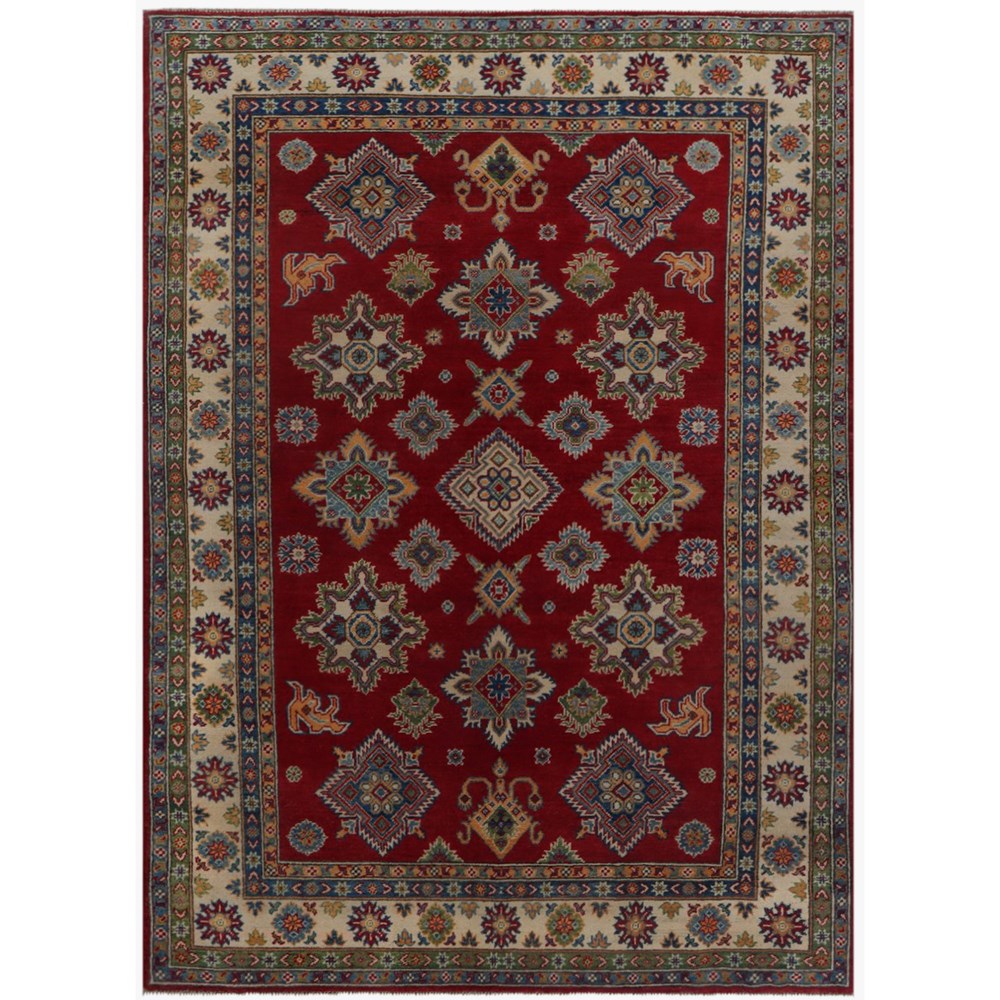 Kazak 48903 Traditional Wool Rugs in Red Multi